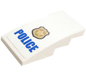 LEGO blanc Pente 2 x 4 Incurvé avec Gold Police Badge et Bleu 'Police' Autocollant (93606)