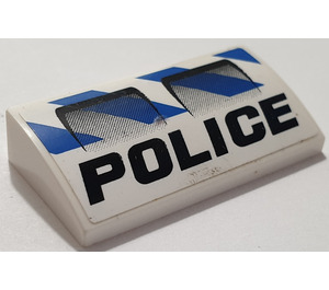 LEGO White Slope 2 x 4 Curved with "Police" and Stripes Sticker with Bottom Tubes (88930)