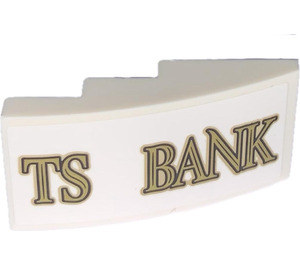 LEGO White Slope 2 x 4 Curved with TS BANK Sticker (93606)