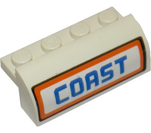 LEGO Wit Helling 2 x 4 x 1.3 Gebogen met "COAST" Sticker (6081)