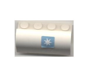 LEGO White Slope 2 x 4 x 1.3 Curved with Maersk Star Sticker (6081)