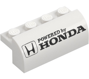 LEGO White Slope 2 x 4 x 1.3 Curved with ‘Powered by Honda’ (6081 / 106952)