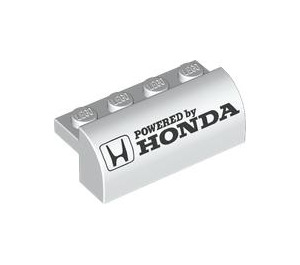 LEGO White Slope 2 x 4 x 1.3 Curved with ‘Powered by Honda’ (6081 / 106952)