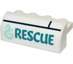 LEGO White Slope 2 x 4 x 1.3 Curved with Seahorse and 'RESCUE' Sticker (6081)