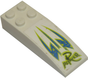 LEGO White Slope 2 x 6 Curved with 'R POWER' and Trident Sticker (44126)