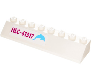 LEGO White Slope 2 x 8 (45°) with HLC-41317 (Right) Sticker (4445)