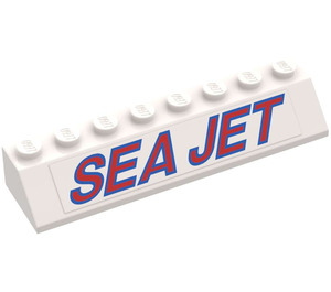 LEGO White Slope 2 x 8 (45°) with 'SEA JET' (Model Right) Sticker (4445)