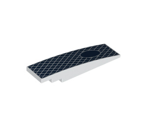 LEGO White Slope 2 x 8 Curved with Dark Blue Diamond Grid and Oval (42918 / 66884)