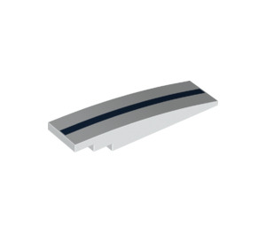 LEGO White Slope 2 x 8 Curved with Dark Blue Stripe (42918 / 45355)