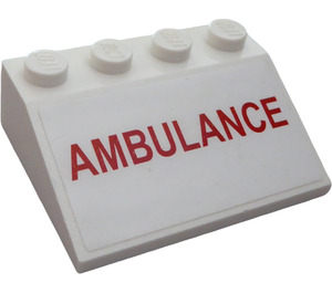 LEGO White Slope 3 x 4 (25°) with "AMBULANCE" Sticker (3297)