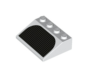 LEGO Vit Backe 3 x 4 (25°) med Svart Vertikal Grill (3297 / 77118)