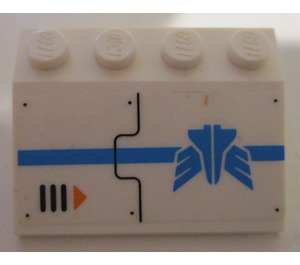 LEGO Blanco Con pendiente 3 x 4 (25°) con Azul Raya, Galaxy Squad logo, Aire Vent y Naranja Flecha (Izquierda) Pegatina (3297)