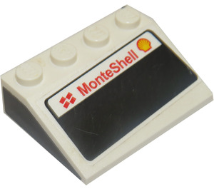 LEGO blanc Pente 3 x 4 (25°) avec 'MonteShell' et Shell logo Autocollant (3297)