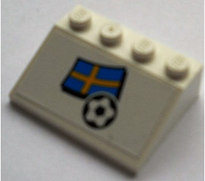 LEGO White Slope 3 x 4 (25°) with Swedish Flag and Football Sticker (3297)
