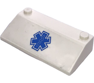 LEGO White Slope 3 x 6 (25°) with EMT Star of Life Sticker without Inner Walls (58181)