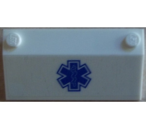 LEGO White Slope 3 x 6 (25°) with EMT Star of Life Sticker without Inner Walls (58181)