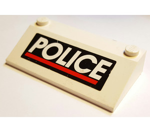 LEGO White Slope 3 x 6 (25°) with 'POLICE' and Red Line Sticker with Inner Walls (3939)