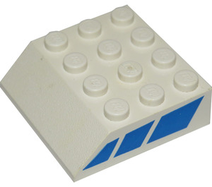 LEGO Vit Backe 4 x 4 (45°) med Blå Ränder (30182)