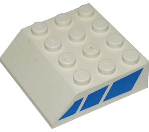 LEGO blanc Pente 4 x 4 (45°) avec Bleu Rayures (30182)