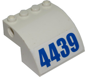 LEGO White Slope 4 x 4 x 2 Curved with '4439' Sticker (61487)