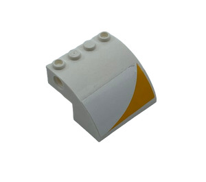 LEGO White Slope 4 x 4 x 2 Curved with Bright Light Orange Corner Stripe Pattern (Model Left) Sticker (61487)