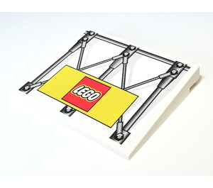 LEGO White Slope 6 x 8 (10°) with Girders and LEGO Logo Sticker (4515)