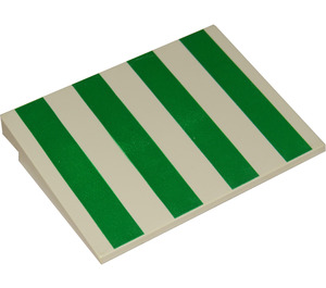 LEGO White Slope 6 x 8 (10°) with Green Stripes (4515)