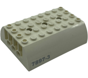 LEGO White Slope 6 x 8 x 2 Curved Double with '7897-3' Sticker (45411)
