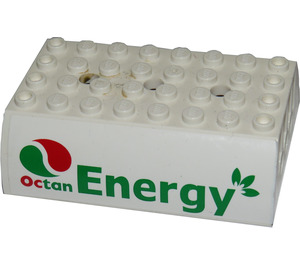 LEGO White Slope 6 x 8 x 2 Curved Double with Octan Logo and 'Energy' Sticker (45411)