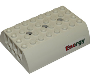 LEGO White Slope 6 x 8 x 2 Curved Double with Red and Green 'Energy' Sticker (45411 / 56204)
