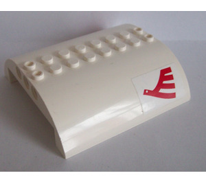 LEGO White Slope 8 x 8 x 2 Curved Double with Red Bird Logo Sticker (54095)