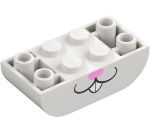 LEGO Blanc Pente Brique 2 x 4 Incurvé Inversé avec Smile avec Les dents et Rose Nez (5174 / 106114)