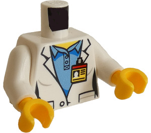 LEGO Blanc Espacer Scientist Blouse de laboratoire avec Bleu Moyen Chemise et Badge d'identité Femelle Torse (973 / 76382)