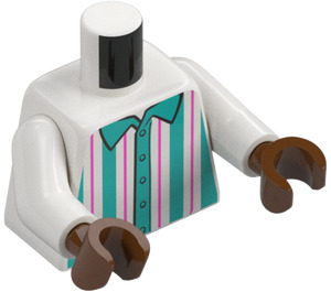 LEGO Blanc Spectator - Reddish Marron Mâle avec Blanc Striped Chemise Minifigurine Torse (973 / 76382)