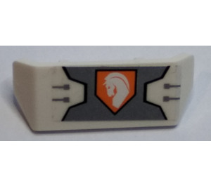 LEGO White Spoiler with Handle with Horse Head on Orange Hexagonal Shield Pattern Sticker (98834)