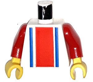 LEGO Weiß Sport Torso No. 18 auf der Rückseite mit Rot Arme und Gelb Hände (973 / 73403)