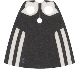 LEGO White Standard Cape with Black Back Pattern with Regular Starched Texture (702 / 44151)