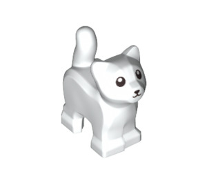 LEGO Weiß Standing Katze mit Kurz Schwanz Oben mit Schwarz Nose (84786 / 100552)