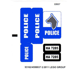 LEGO White Sticker Sheet for Set 7285 (93162)