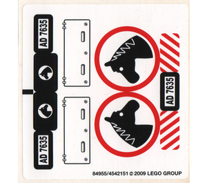 LEGO White Sticker Sheet for Set 7635 (84955)