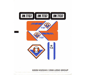 LEGO Weiß Aufkleber Sheet for Set 7737 (62826)