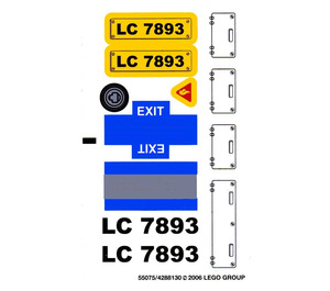 LEGO White Sticker Sheet for Set 7893-1 (55075)