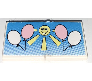 레고 하얀색 Stickered Assembly 2 Tile 2x2 with Groove with Balloons and Sun