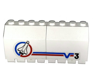 LEGO White Stickered Assembly (2x 2582) with Space Shuttle Logo Blue/red Stripes and V3(Right Side)