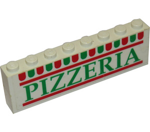 LEGO White Stickered Assembly with 'PIZZERIA' wording