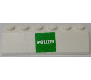 LEGO White Stickered Assembly with 'POLIZEI', Green Background