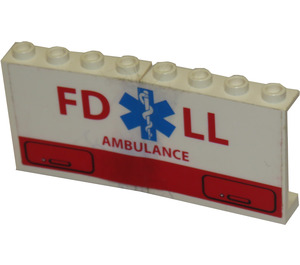 LEGO Weiß Stickered Assembly with Red 'FD LL', 'AMBULANCE' and Blue EMT Star of Life