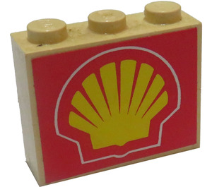 LEGO White Stickered Assembly with Shell Logo Sticker