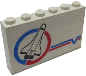 LEGO White Stickered Assembly with Space Shuttle Launch Command Logo Pattern