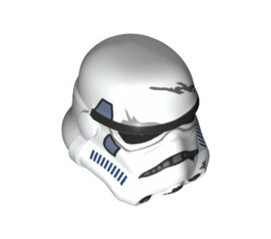 LEGO White Stormtrooper Helmet with Sand Blue Panels and Scratch (25675 / 30408)